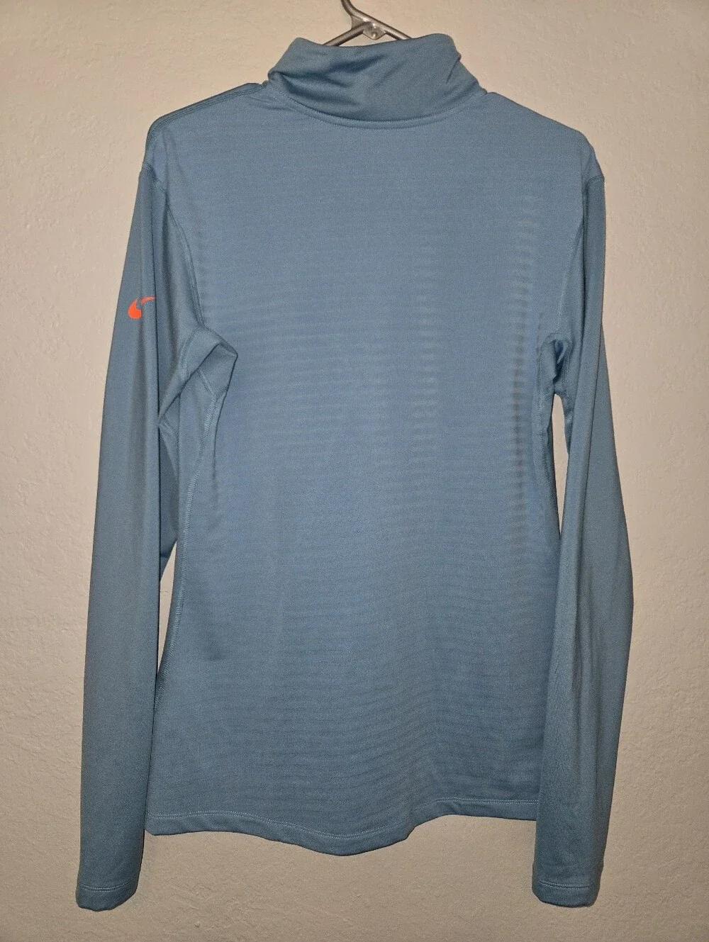 Nike Blue Quarter-Zip Athletic Pullover with Orange Swoosh, Size XL - Picture 3 of 6